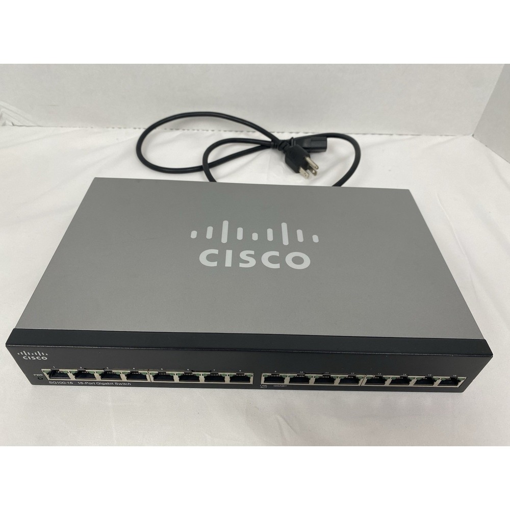 Cisco SG100-16 v2 16-Port Gigabit Ethernet Switch Unmanaged w/ Power Cord Tested